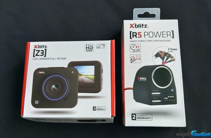 Wideorejestrator Xblitz Z3 + Zasilacz kamer samochodowych Xblitz R5 POWER