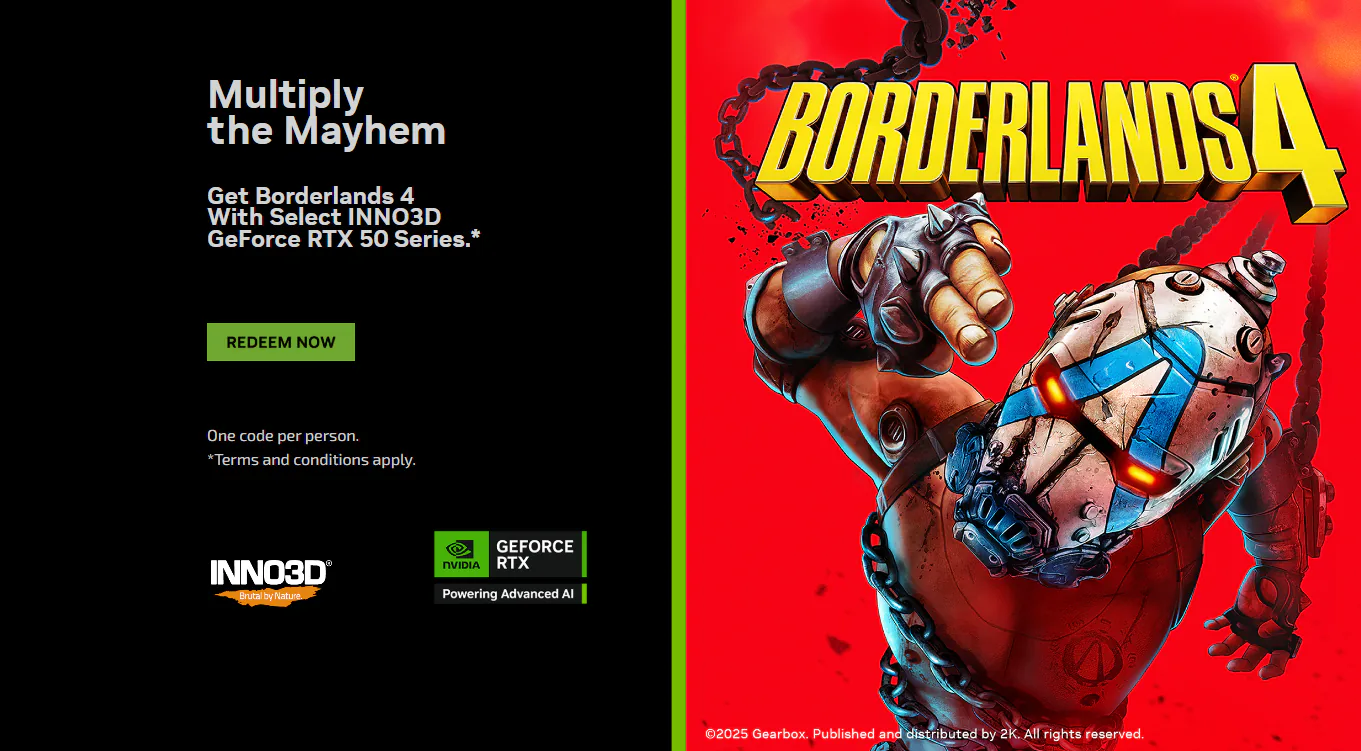 Nowa karta, nowa gra — INNO3D RTX 50 z Borderlands 4 w zestawie