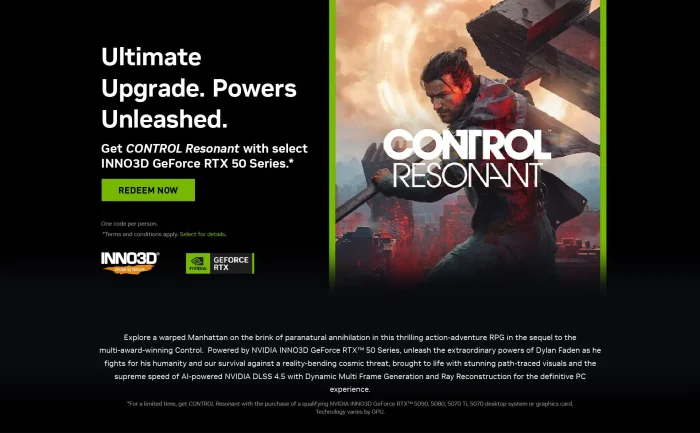 Kup GeForce RTX 50 od INNO3D i odbierz Control Resonant